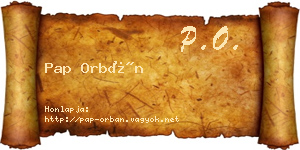 Pap Orbán névjegykártya