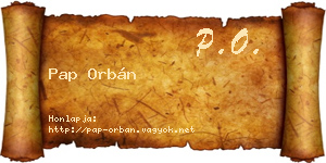 Pap Orbán névjegykártya
